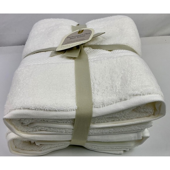 THRESHOLD Performance Plus Bath Towels - 2 Piece Set - White Cotton, Durable - Picture 1 of 6